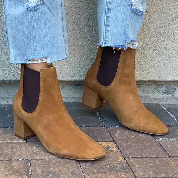 NIB Cognac Kitten Heel Chelsea Ankle Booties - Picture 8 of 8